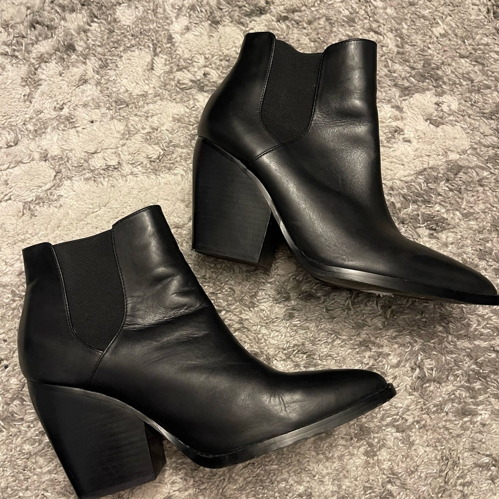 Black pointed toe booties
